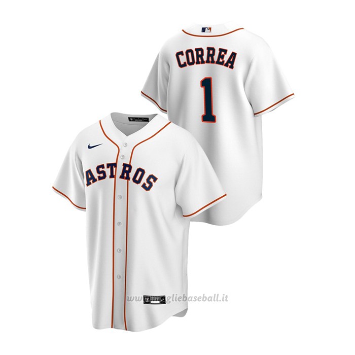 Maglia Baseball Uomo Houston Astros Carlos Correa Replica Primera Bianco